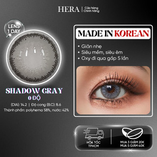 Kính Áp Tròng Hera Không Độ SHADOW GRAY Xám Tây Viền Đen Nhập Khẩu Hàn Quốc Lens Không Cận 1 Ngày