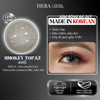 Kính Áp Tròng Hera Không Độ Xám Bóng Đá SMOKEY TOPAZ Nhập Khẩu Hàn Quốc Lens Không Cận 1 Ngày