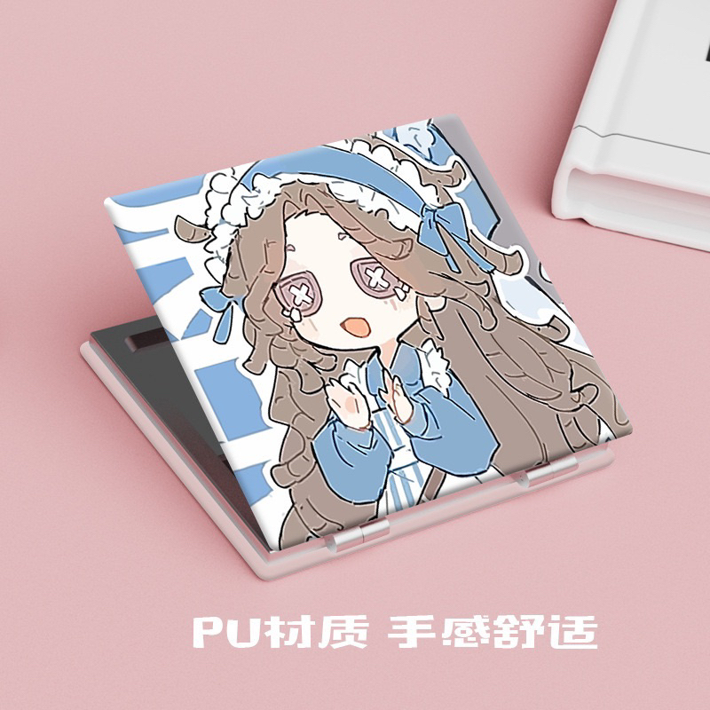 Gương Trang Điểm Cầm Tay Mini Hai Mặt Hình Vuông Bằng Da PU In Họa Tiết Identity V