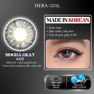 Kính Áp Tròng Hera Xám Mocha Vân Nổi Không Độ MOCHA GRAY Nhập Khẩu Hàn Quốc Lens Không Cận 6 Tháng