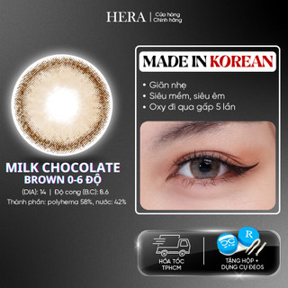 Kính Áp Tròng Hera Nâu Choco Sữa 0 - 6 Độ MILK CHOCOLATE BROWN Nhập Khẩu Hàn Quốc Lens Không Cận 6 Tháng