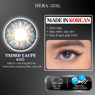 Kính Áp Tròng Hera Không Độ Xám Nâu Vân Rạn VEINED TAUPE  Nhập Khẩu Hàn Quốc Lens Không Cận 6 Tháng