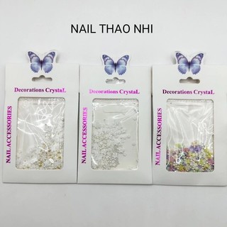 Set hoa nhí mix bi , mix bi vàng, bi bạc trang trí móng nail thao nhi