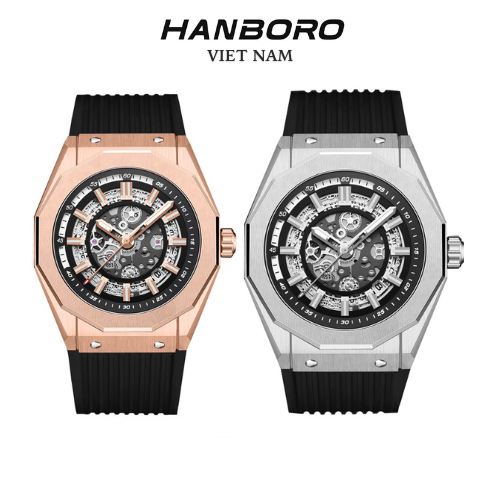 Đồng hồ nam Hanboro automatic dây silicone 42mm chính hãng