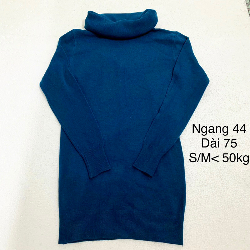 Đầm len cổ lọ tay dài, đầm len basic 2hand