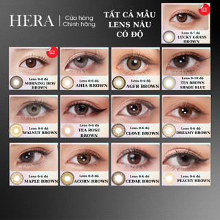 Lens cận nâu từ 0 đến 8 độ 8 mẫu kính áp tròng màu brown cận Hàn Quốc Hera Lens