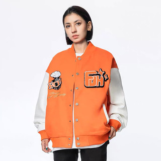 Áo khoác bóng chày Varsity Bomber Jacket cam FOH 9ty