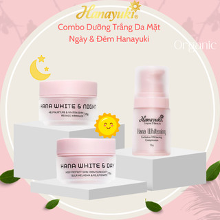 Combo kem & serum dưỡng trắng da mờ thâm hanayuki chính hãng cấp ẩm dưỡng da căng bóng trắng hồng size mini 15g