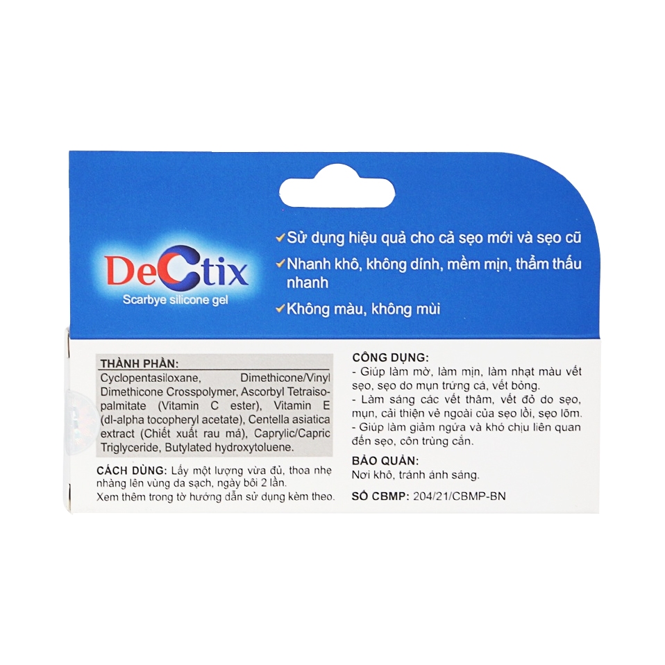 Kem Bôi Sẹo Dectix Scarbye Silicone Meracine - Giúp Làm Mờ, Làm Mịn Sẹo Lồi, Sẹo Lõm, Sẹo Thâm