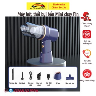 Máy hút, thổi bụi bẩn cầm tay mini không dây siêu tiện lợi, hút bụi xe ô tô, giường nệm lông chó mèo đa chức năng