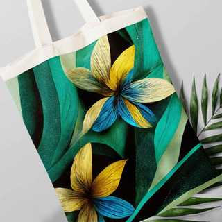 Túi canvas, túi vải bố in hình Lá xanh hoa vàng