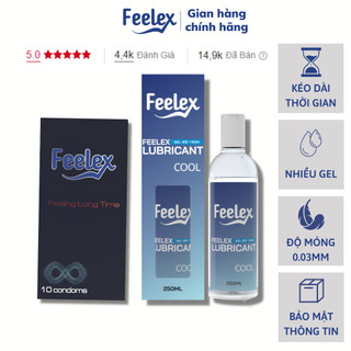 Combo Bao cao su Feelex Peformance và gel bôi trơn Feelex Lubricant Cool mát lạnh, kéo dài thời gian quan hệ