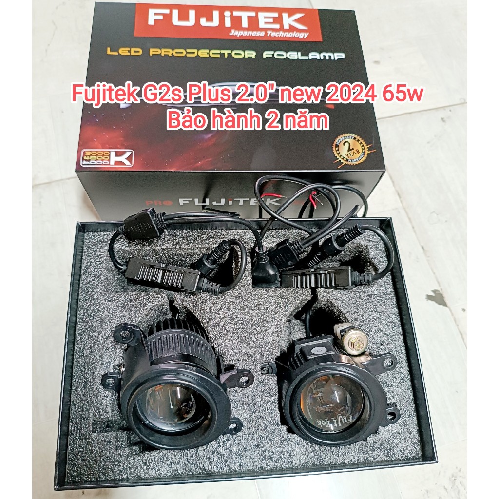 (new 2024) Trọn bộ Bi gầm Led Fujitek G2s Plus 2.0 inch 2024 50W, 3 màu, kèm bát gá theo xe, pha cốt