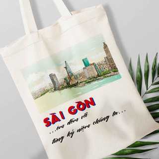 Túi canvas, túi vải bố in hình Bên sông Sài Gòn