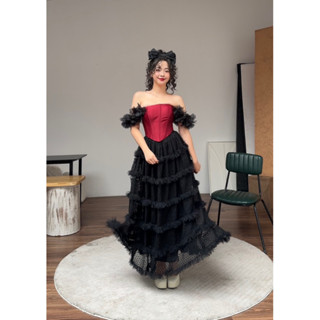 Chân váy lưới 3D màu đen dáng dài Nami Skirt