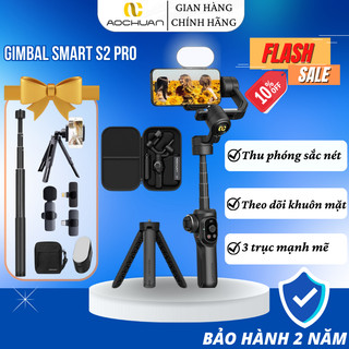 Gimbal chống rung điện thoại AOCHUAN Smart S2 Pro, Gậy chống rung điện thoại cao cấp có thể kéo dài