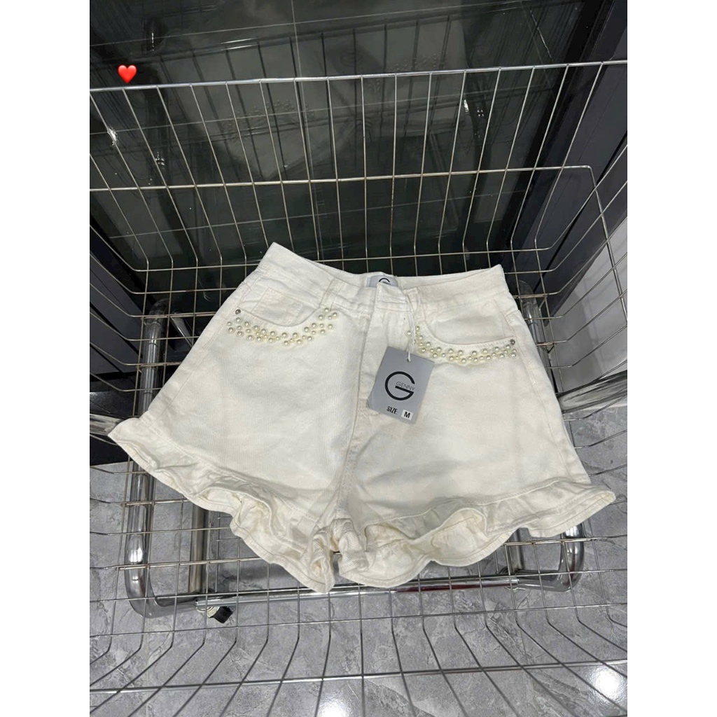 quần short jean đùi bèo dưới viền hạt túi cực hot cá tính