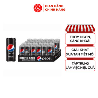 Thùng 24 lon nước uống có gaz pepsi không calo