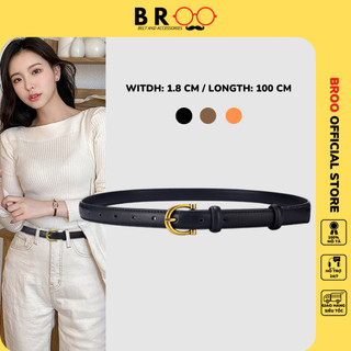 Thắt lưng nữ bản nhỏ size 1.8cm da đẹp, dây nịt quần áo nữ mặt vàng nhỏ xinh kiểu Hàn Quốc