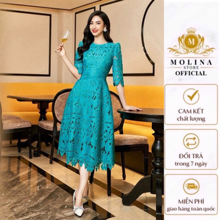 Đầm xoè Ren Thiên Lý  phom midi rất sang trọng và quyến rũ