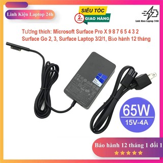 Sạc 65w cho microsoft surface pro 3 4 5 6 7 8 9 x, surface go 2, 3, bảo hành 12 tháng