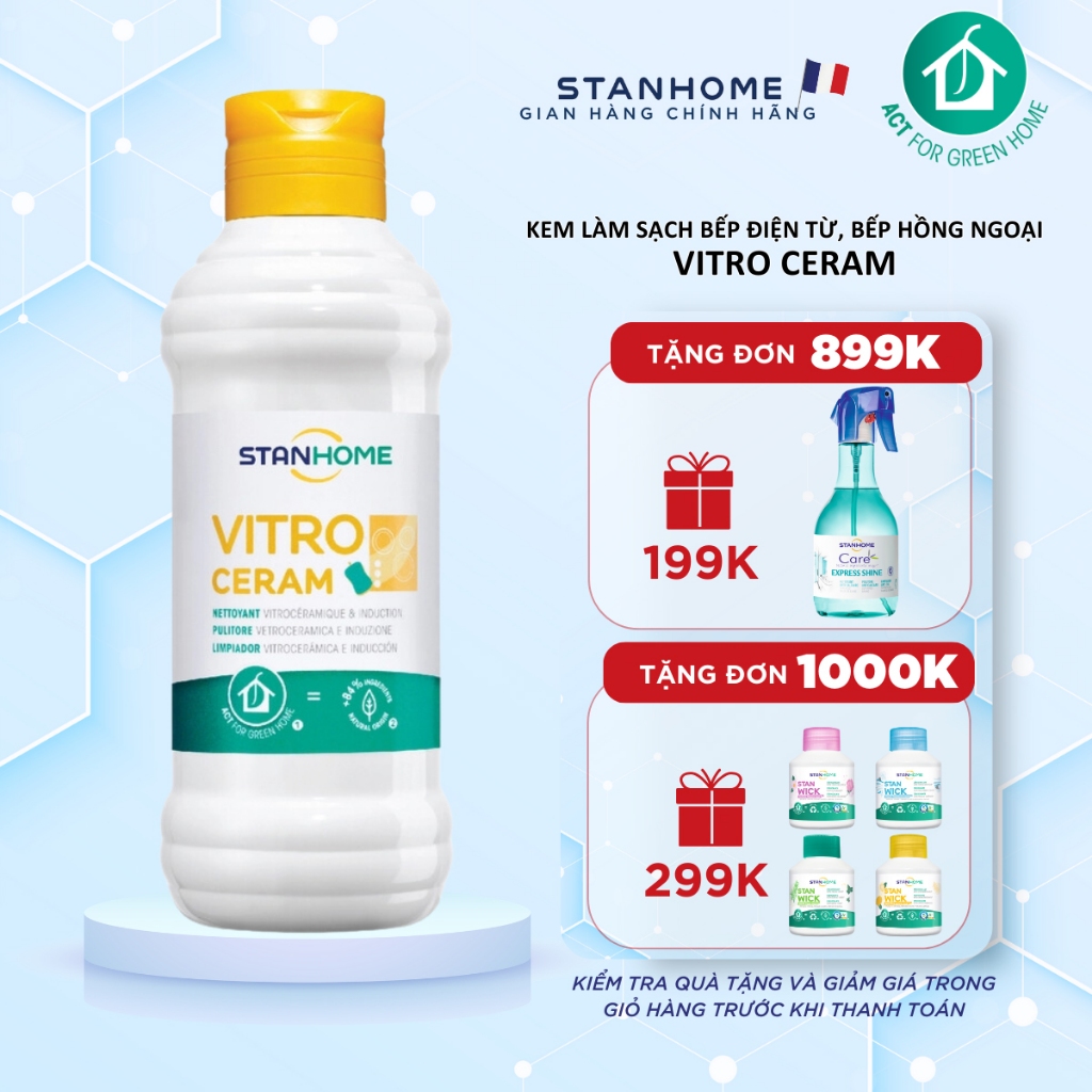 Kem làm sạch bếp điện từ, bếp hồng ngoại chiết xuất từ tự nhiên Stanhome Vitro Ceram 250ml