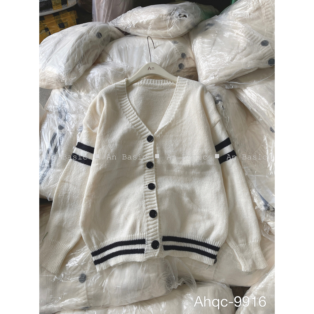 HOT Áo cadigan phối sọc ngang dáng rộng trùm mông CDGlenvachtayA09 hot