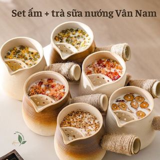 Ấm trà sữa nướng Vân Nam ấm trà đất nung tráng men gốm dùng cho trà sữa nướng và các loại trà dưỡng sinh trà thảo mộc