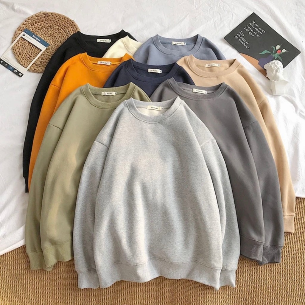 Áo Sweater Trơn Nam Nữ,Áo Hoodie Nỉ Form  Dáng Unisex Basic Nỉ Bông Dày Mềm Mịn Nam Nữ Mặc Cực Chất Hot Trend Nam Nữ