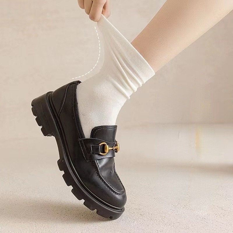 Tất vớ cổ cao màu trơn đen trắng coton mềm mịn phong cách Y2k Hàn quốc | BigBuy360 - bigbuy360.vn