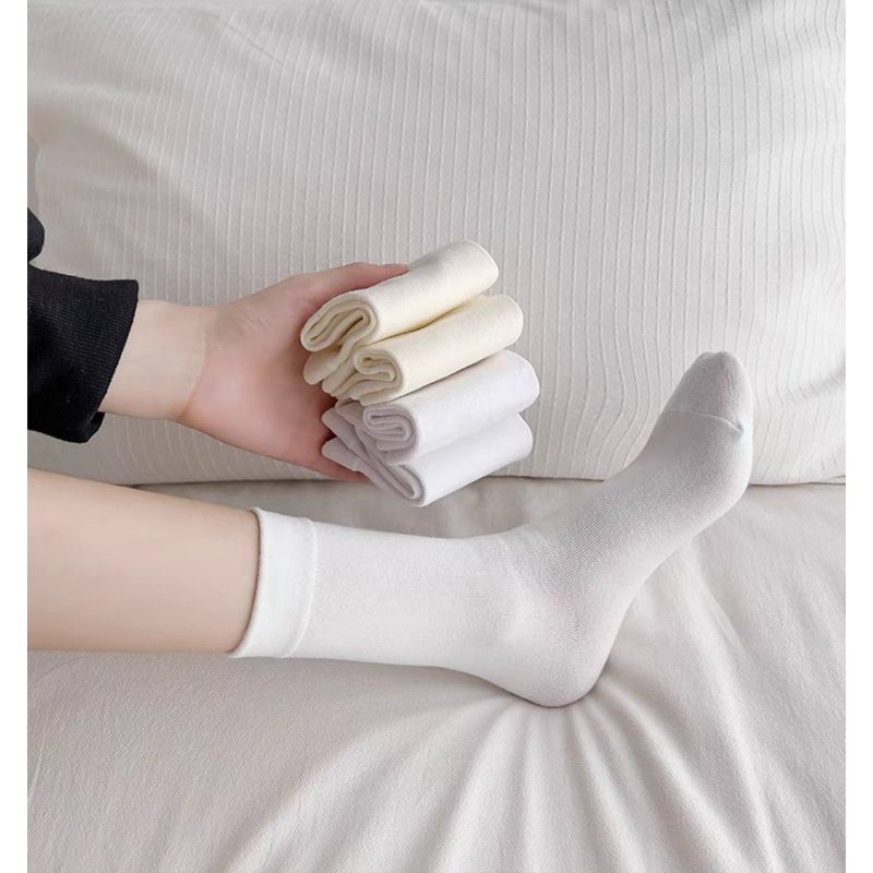 Tất vớ cổ cao màu trơn đen trắng coton mềm mịn phong cách Y2k Hàn quốc | BigBuy360 - bigbuy360.vn