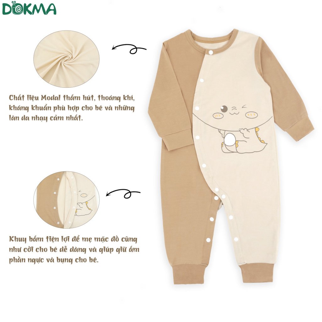 Dokma Bộ Áo Liền Quần Body Dài Sơ Sinh Vải Bamboo, Modal Mềm Mịn Cho Bé Từ 0-9 tháng Nhiều Mẫu