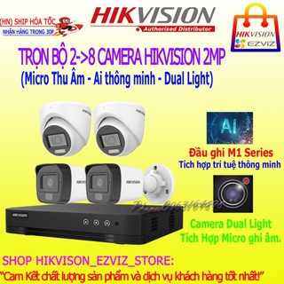 {Mic thu âm + AI thông minh} Trọn bộ Camera Hikvision 2Mp full HD chính hãng,đầy đủ phụ kiện chỉ việc lắp đặt.