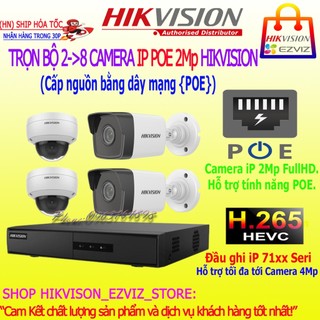 {IP POE}Trọn bộ camera Hikvision 2Mp Full HD chạy dây mạng Lan, hàng chính hãng, đầy đủ phụ kiện lắp đặt.