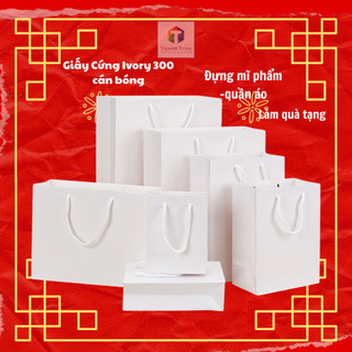 Túi giấy đựng quà, túi giấy cứng, Ivory , đựng quần áo mĩ phẩm, túi giấy trắng bóng hàng cao cấp nhất chuyên bán sỉ