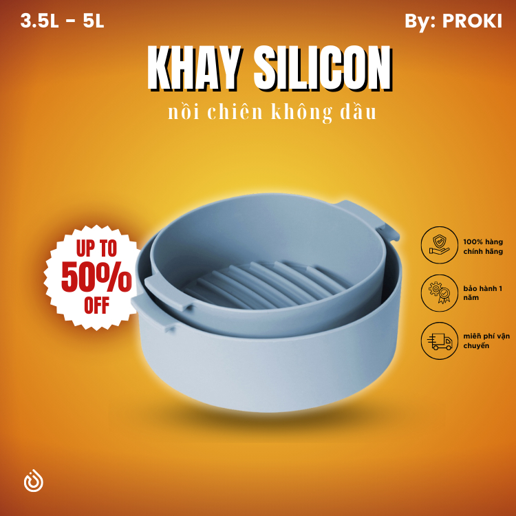 Khay Silicone Dành Cho Nồi Chiên Không Dầu và lò vi sóng PROKI, Phụ Kiện Lò Nướng Nồi Chiên Không Khí