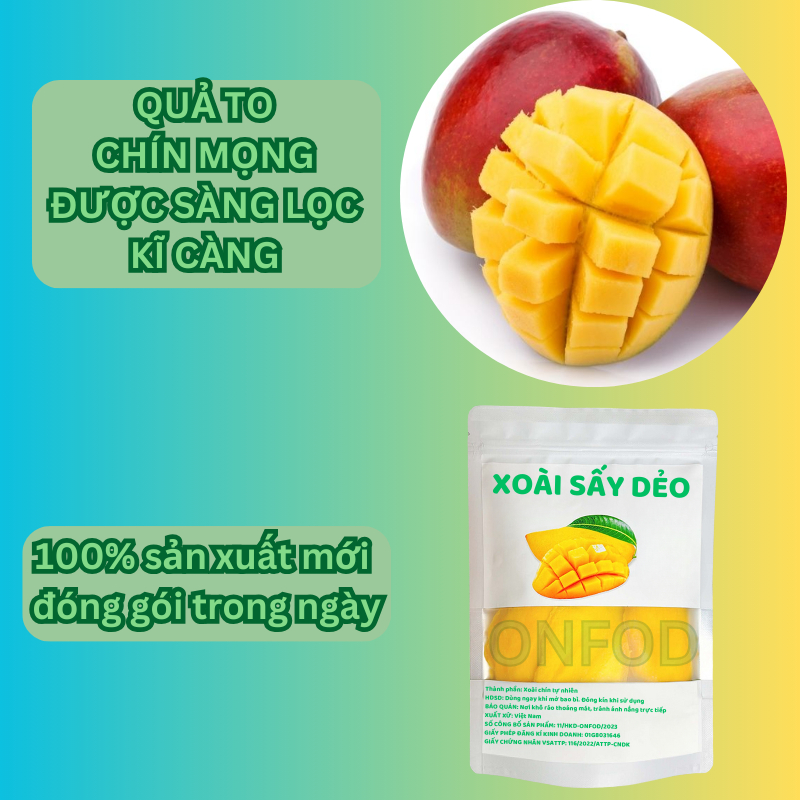 Xoài sấy dẻo ONFOD hoa quả trái cây sấy tốt cho người ăn kiêng giảm cân ăn vặt 100g 200g 300g 400g 1kg