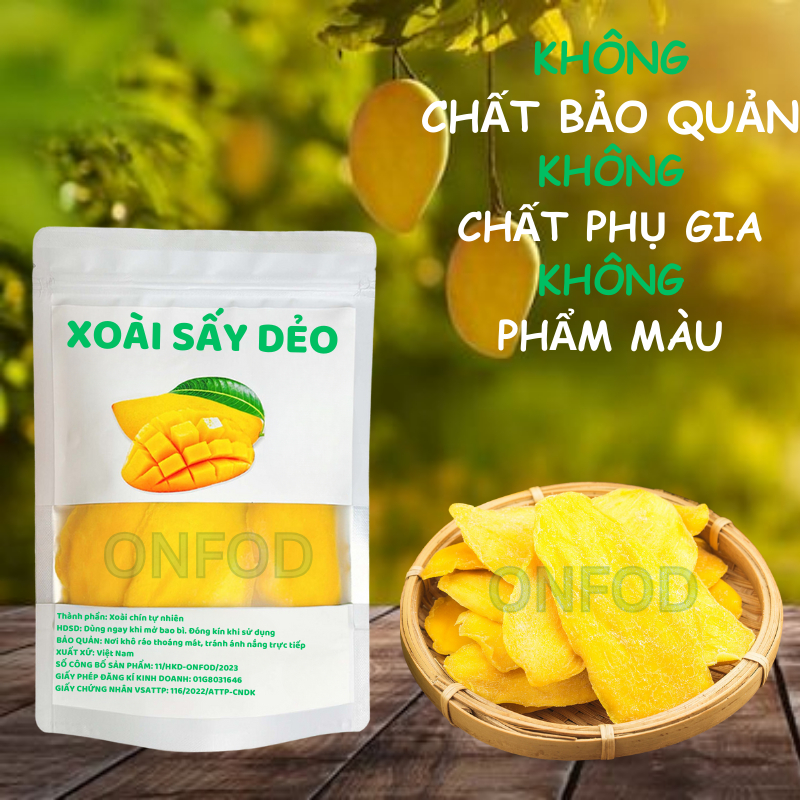 Xoài sấy dẻo ONFOD hoa quả trái cây sấy tốt cho người ăn kiêng giảm cân ăn vặt 100g 200g 300g 400g 1kg