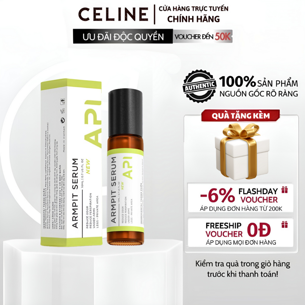 Lăn Khử Mùi Hôi Nách API - Son Nách API Armpit Serum Ngăn Tiết Mồ Hôi Giảm Thâm Trắng Nách Giảm Khuẩn Cho Nam Và Nữ 10ml