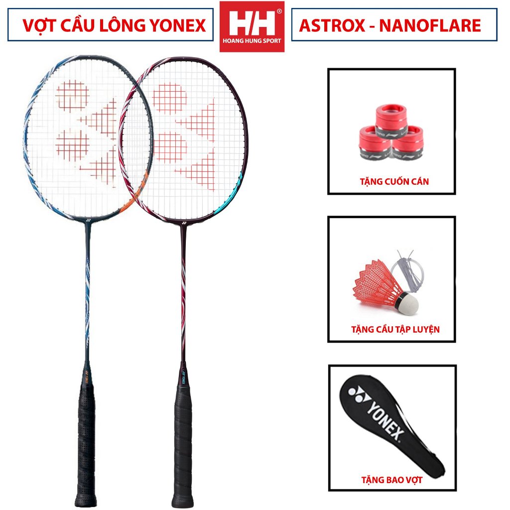 Vợt cầu lông Yonexx khung carbon lên sẵn cước 8kg, kèm bao vợt + cuốn cán, vợt tập luyện cho người mới chơi