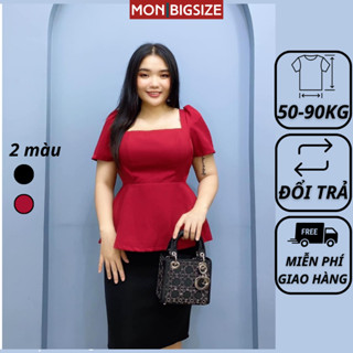 Áo bigsize nữ kiểu cổ vuông cột dây 2 màu chất cotton mềm mịn MON big size 50 - 90kg