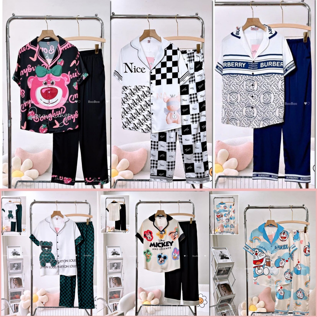 Bộ Pijama Cho Nữ CỘC DÀI dễ thương nhiều màu, Đồ bộ mặc nhà pyjama quần dài nữ