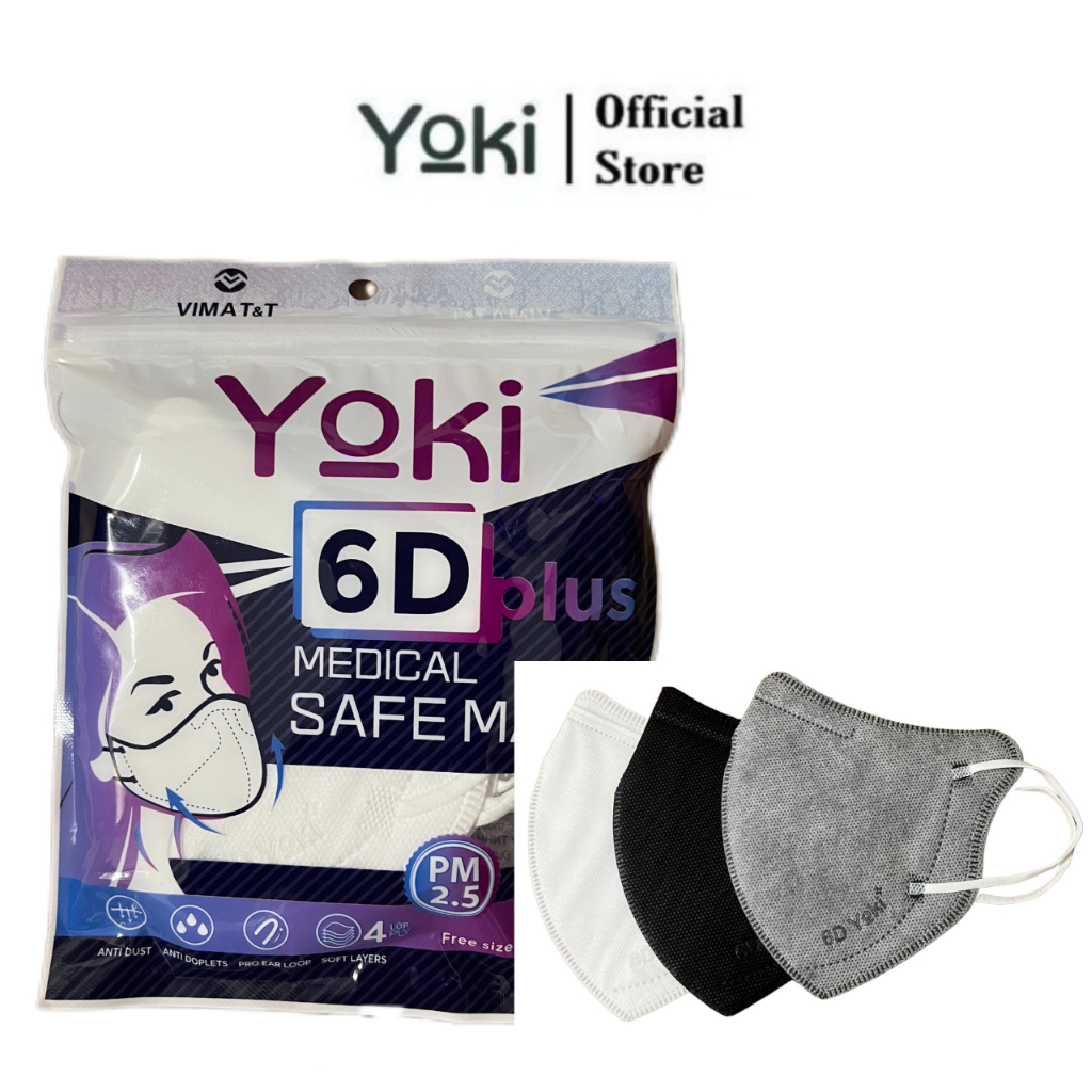 Khẩu Trang 6D Plus Yoki 4 Lớp Lọc Bụi PM2.5 Đi Nắng