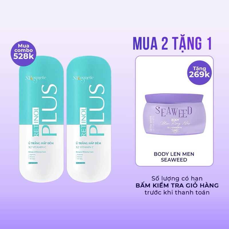 Combo 2 Kem Ủ Trắng Retinol Npcosmetic Tặng 1 Kem Body Ngày Seaweed Dưỡng Body Lotion Whitening Làm 