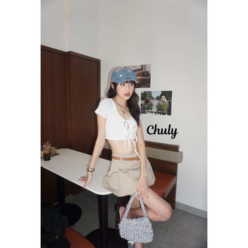 Áo Crop Cut-Out Dây Buộc Được Nhiều Kiểu, Vải Hoa Cotton