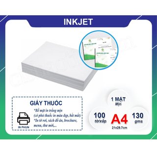 GIẤY THUỐC 1 MẶT A4  ĐỊNH LƯỢNG 130gm( xấp 100 tờ)