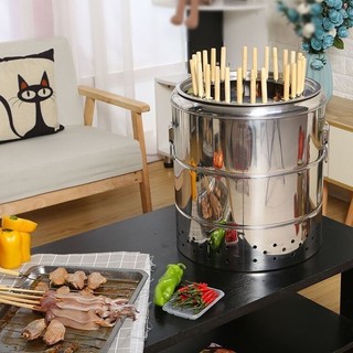  Bếp Nướng Than Hoa Không Khói Dùng Cho Dã Ngoại Chất Liệu Inox Chống Gỉ Bộ đầy đủ tặng kèm 30 xiên 