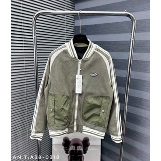 Áo Khoác Bomber Unisex Phối Hoạ Tiết Sọc Tay Cực Ngầu