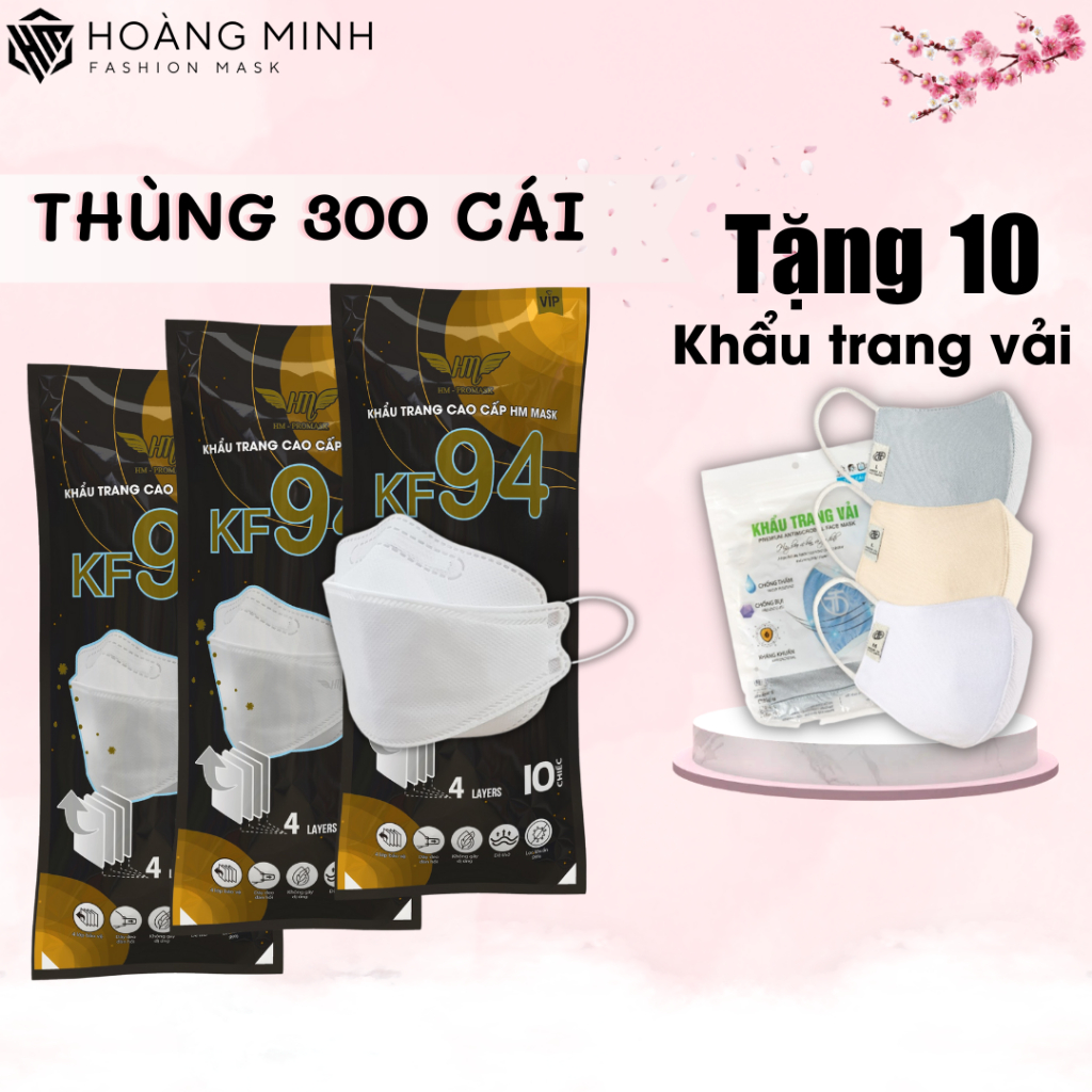 khẩu trang KF94 Hoàng Minh Mask 4 lớp kháng khuẩn chính hãg côngty