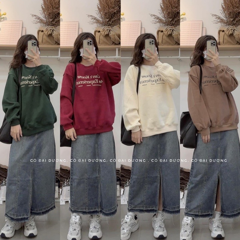 Áo sweater nỉ bông in chữ AO41